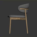 Modern Curved Back Chair With Gray Fabric Padded Seat And Wooden Legs