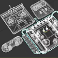 Multiple Industrial Control Controllers With Knobs Buttons Handles And Gamepad Design