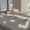 Modern Sofa Coffee Table Combination Multi-person Sofa Coffee Table Fruit Plate Sofa Single Sofa Leisure Chair Sofa Single Sofa 3d model
