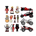 Assorted Toy Dolls and Vehicles Collection with Race Car Off Road Truck and Motorcycle