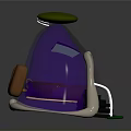 Modern Decorative Object With Purple Silver Body Green Top And Orange Center Piece