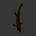 Ancient Aquatic Creature Sculpture With Brown Textured Surface And Elongated Body
