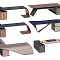Modern Desks With Geometric Shapes Diverse Structures And Functional Storage Designs 3d model