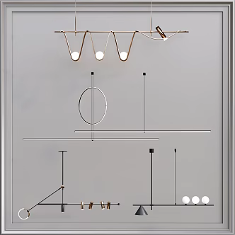 Modern chandelier luminaire combination 3d model
