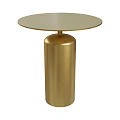 Modern Gold Round Side Table With Sleek Cylindrical Base And Round Top Design 3d model
