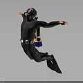 Scuba Diver In Diving Suit Exploring Marine Life Underwater With Outstretched Arms And Fins 3d model
