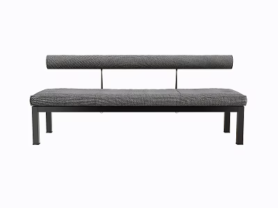 Modern Gray Textured Fabric Sofa With Cylindrical Backrest And Metal Legs For Living Room 3d model