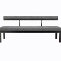Modern Gray Textured Fabric Sofa With Cylindrical Backrest And Metal Legs For Living Room