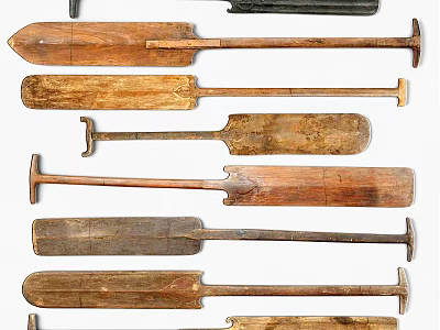 Vintage Wooden Oars Hanging As Rustic Wall Decor For Home Interior Design 3d model