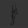 Dark Mythical Creature With Multiple Spiked Limbs And Horned Head On Red Base 3d model