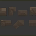 Multiple Detached Villas with Tile Roofs and Detailed Architectural Design Models