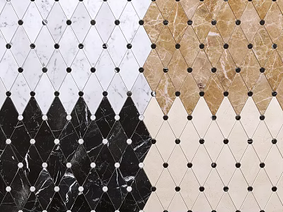 Marble Tile Components Featuring Diamond Patterns And Black Dots In Various Colors 3d model