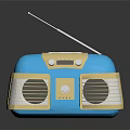 Vintage Blue Yellow Retro Radio Speaker With Antenna Speakers Knobs And