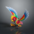 Colorful Flying Bird Plush Toy with Vibrant Feathers Spread Wings Yellow Head and Red Body