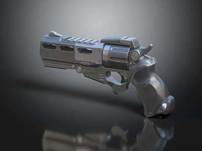 Modern Tactical Metallic Pistol With Grip Barrel And Detailed Design Features 3d model
