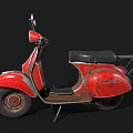 Red Vintage Scooter With Black Seat And Rearview Mirrors Design