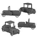 Vintage Style Wooden Toy Cars With Classic Design And Red Wheels