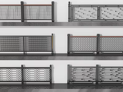Various Modern Metal Fence Designs With Intricate Grid Patterns And Decorative Details 3d model