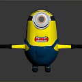 Playful Minion Character With Yellow Body Large Goggles Blue Overalls Outstretched Arms Grinning Expression