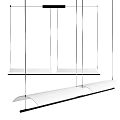 Modern LED Linear Pendant Light With Transparent Glass And Black Metal Frame