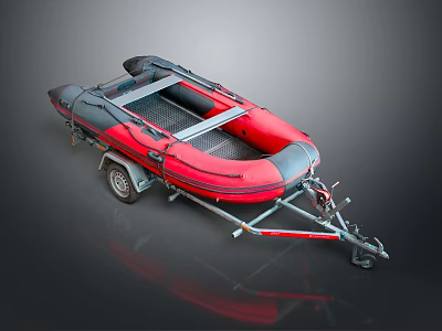 Red And Black Inflatable Yacht With Trailer For Recreational Water Trips 3d model Red And Black Inflatable Yacht With Trailer For Recreational Water Trips 3d model