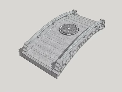 Arched Stone Landscape Bridge With Paved Deck And Circular Central Pattern 3d model