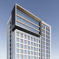 Modern High Rise Office Building With Glass Facade And Large Windows