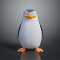 Realistic 3D Flying Animal Penguin with Black White Plumage and Orange Beak Feet