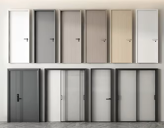 Modern bedroom door kitchen door toilet door security door single door swing door sliding door Changhong glass door 3d model