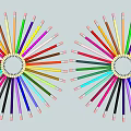 Colorful Pencil Hanging Decorations in Radiant Circular Arrangement with Vibrant Colored Tips