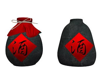 Chinese Style Wine Bottle Wine Jar Wine Jar Pottery Jar Wine Bottle Utensils Wine Culture Sort 3d model