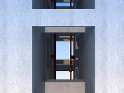Multi Level Construction Site Featuring Concrete Walls And Metal Window Frames 3d model