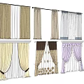Stylish Curtain Designs Featuring Various Colors And Elegant Decorative Patterns 3d model