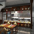 Elegant Chinese Restaurant Interior With Wooden Ceiling Screens And Yellow Cushioned Chairs