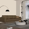 Modern Leather Sofa Floor Lamp 3d model