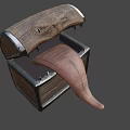 Creative Anthropomorphic Wooden Chest with Carved Eyes and Extended Tongue