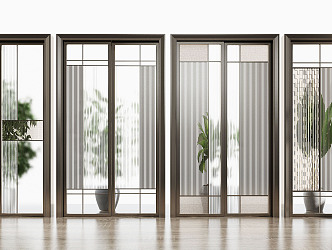 Modern sliding door aluminum alloy glass sliding door 3d model