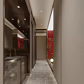 Elegant Restaurant Interior With Red Walls Wine Racks And Large Windows