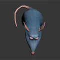 3D Cartoon Character Blue Rat With Pink Ears Standing Pose And Big Eyes Design