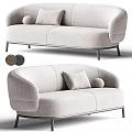 Modern Linen Two Seater Sofa With Metal Legs And Decorative Pillows Two Color Options