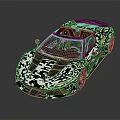White Convertible Sports Car With Black Roof Sleek Design And Red Emblem