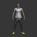 Men's Casual Clothing With Short Sleeved Striped T shirt Black Cargo Pants And Yellow Sneakers