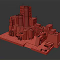 Futuristic Architectural Design Featuring Stone Tower Multiple Buildings And Yellow Vehicle