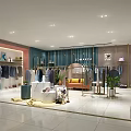 Modern Clothing Store Interior With Stylish Clothing Displays Hangers And Decorative Plants
