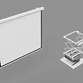 Projection Monitoring System With White Retractable Screen And Device Stand Structure