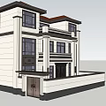 Two Story Modern Detached Villa With White Exterior Dark Roof And Lush Green Lawn