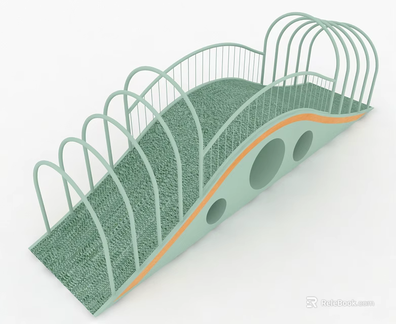 Green Swing Door with Arch Rail Design for Home Interior and Smooth Surface 3d model