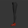 Gray Fitted Leggings With Red Sports Sneakers For Casual Wear