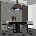 Modern Mahjong Room Interior With Stylish Table Comfortable Chairs Patterned Wall Pendant Light White Blinds