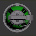 Green And Silver 3D Rendered Grenade With Fuse Pin And Black Stripes